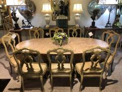 Palatial Italian Carved and Painted Base Marble Top Center or Dining Table - 1288678