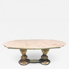 Palatial Italian Carved and Painted Base Marble Top Center or Dining Table - 1289368