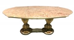 Palatial Italian Carved and Painted Base Marble Top Center or Dining Table - 2940998