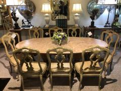 Palatial Italian Carved and Painted Base Marble Top Center or Dining Table - 2941001