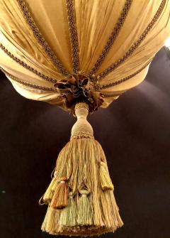 Palatial Light Fixture in Copper Brass and Iron with Silk Dome Shade - 2978403