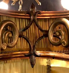 Palatial Light Fixture in Copper Brass and Iron with Silk Dome Shade - 2978406