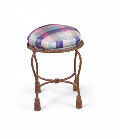 Palladio Italy Baroque Style Rope And Tassel Gilt Iron Vanity Stool - 3169296