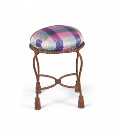 Palladio Italy Baroque Style Rope And Tassel Gilt Iron Vanity Stool - 3169297