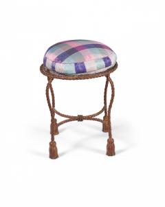 Palladio Italy Baroque Style Rope And Tassel Gilt Iron Vanity Stool - 3169298