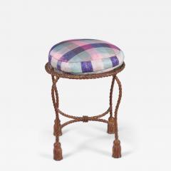 Palladio Italy Baroque Style Rope And Tassel Gilt Iron Vanity Stool - 3178001