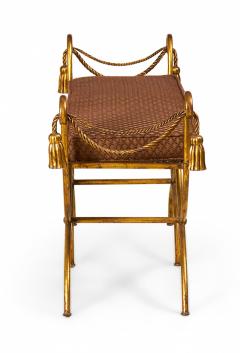 Palladio Italy Baroque Style Rope and Tassel Gilt Iron Window Bench - 2793509