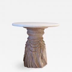 Palladio Mid Century Marble Top Cerused Cast Plaster Tassell End Table Italy 1960 - 571179