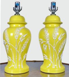 Palm Beach Regency Ceramic Ginger Jar Table Lamps with Wheat Stalks Pair - 3855980