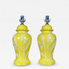 Palm Beach Regency Ceramic Ginger Jar Table Lamps with Wheat Stalks Pair - 3857943