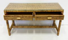 Palm Beach Regency Coastal Modern Split Rattan Console with 2 Drawers - 4621342