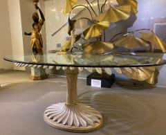 Palm Sculpture Gilt wood and Painted Dining or Center Table Italy 1970 - 3620674
