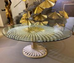 Palm Sculpture Gilt wood and Painted Dining or Center Table Italy 1970 - 3620682