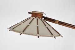 Palm wood studio craft arc floor lamp 1990s - 1950446