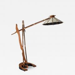 Palm wood studio craft arc floor lamp 1990s - 1953262