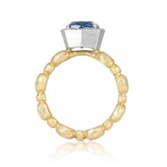 Pamela Froman Flashy Fancy Blue Zircon White Diamond One of a Kind Gold Ring Pamela Froman - 4701259