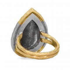 Pamela Froman Platinum Rutilated Quartz White Diamond Yellow White Gold Ring Pamela Froman - 4703089