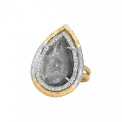 Pamela Froman Platinum Rutilated Quartz White Diamond Yellow White Gold Ring Pamela Froman - 4757879