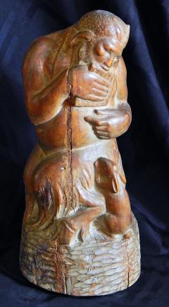 Pan and Rabbit mahogany early 20th C  - 2492945