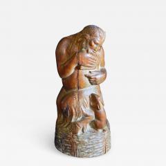 Pan and Rabbit mahogany early 20th C  - 2493596