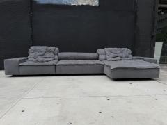 Paola Navone Miami Sectional Sofa by Paola Navone for Baxter Upholstered in Gray Leather - 4580742