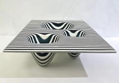 Paolo Birello Italian Modern Art Black White Stripe Murano Glass Organic Vase Centerpiece - 4163942