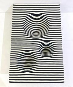 Paolo Birello Italian Modern Art Black White Stripe Murano Glass Organic Vase Centerpiece - 4163944