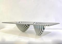 Paolo Birello Italian Modern Art Black White Stripe Murano Glass Organic Vase Centerpiece - 4163947