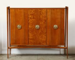 Paolo Buffa 1960s Walnut High Sideboard with Sculptural Brass Handles Italy - 4292727