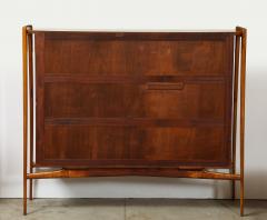Paolo Buffa 1960s Walnut High Sideboard with Sculptural Brass Handles Italy - 4292735