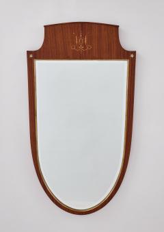 Paolo Buffa Elegant Pair of Shield Mirrors with marquetry decor Italy 1950s - 4485380