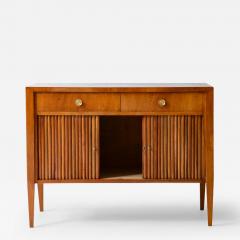 Paolo Buffa Elegant two door cabinet in grissinato wood and two drawers with brass knobs - 3893401