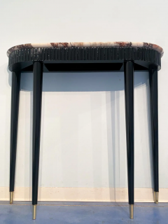 Paolo Buffa Italian Mid Century Black Lacquer Console with Marble Top Attributed to P Buffa - 2602955