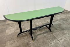 Paolo Buffa Italian Mid Century Black Lacquered Wood and Green Glass Console 1950s - 4695658