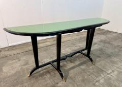 Paolo Buffa Italian Mid Century Black Lacquered Wood and Green Glass Console 1950s - 4695659