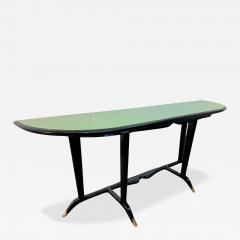 Paolo Buffa Italian Mid Century Black Lacquered Wood and Green Glass Console 1950s - 4697952