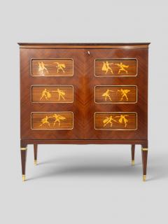 Paolo Buffa Italian Mid Century Inlayed Sideboard or Cabinet Bar designed by Paolo Buffa - 4742891