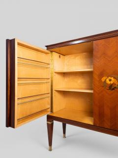 Paolo Buffa Italian Mid Century Sideboard by Paolo Buffa with Floral Marquetry 1950s - 4742906