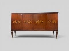 Paolo Buffa Italian Mid Century Sideboard by Paolo Buffa with Floral Marquetry 1950s - 4742910