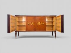 Paolo Buffa Italian Mid Century Sideboard by Paolo Buffa with Floral Marquetry 1950s - 4742911
