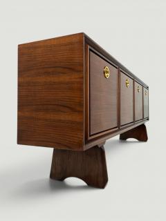Paolo Buffa Italian Midcentury Paolo Buffa Walnut Sideboard with Brass Medallions 1950s - 4654546