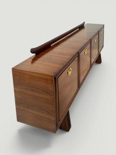 Paolo Buffa Italian Midcentury Paolo Buffa Walnut Sideboard with Brass Medallions 1950s - 4654570