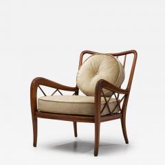 Paolo Buffa Italian Modern Chair with Upholstered Cushions by Paolo Buffa Italy 1950s - 3257188