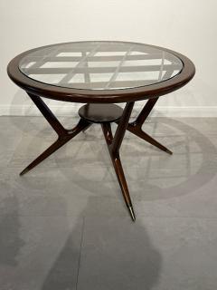 Paolo Buffa Italian Modern Dark Walnut and Glass Occassional Table Paolo Buffa - 4757512