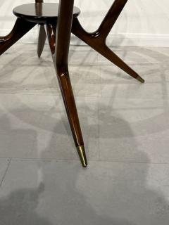 Paolo Buffa Italian Modern Dark Walnut and Glass Occassional Table Paolo Buffa - 4757567
