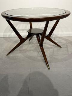 Paolo Buffa Italian Modern Dark Walnut and Glass Occassional Table Paolo Buffa - 4757568