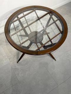 Paolo Buffa Italian Modern Dark Walnut and Glass Occassional Table Paolo Buffa - 4757569