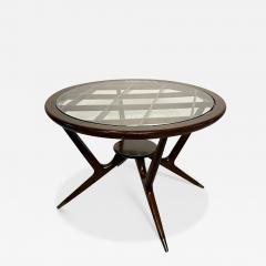 Paolo Buffa Italian Modern Dark Walnut and Glass Occassional Table Paolo Buffa - 4762302
