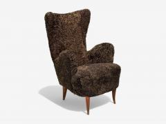 Paolo Buffa Italian Modern Espresso Shearling Walnut Organic Lounge Chairs Italy 1950s - 4252496