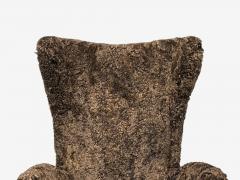 Paolo Buffa Italian Modern Espresso Shearling Walnut Organic Lounge Chairs Italy 1950s - 4252498